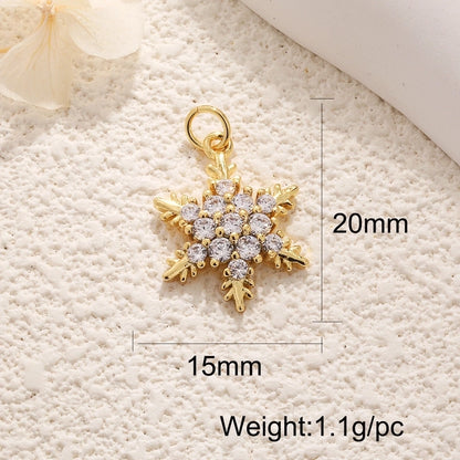 1 Piece 12*17mm 15 * 20mm 18 * 22mm Copper Christmas Tree Flower Snowflake Jewelry Accessories Pendant
