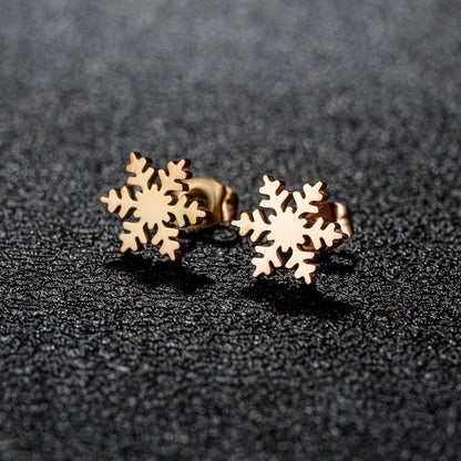 1 Pair Christmas Sweet Minimalist Snowflake Irregular Polishing Plating 304 Stainless Steel 18K Gold Plated Ear Studs