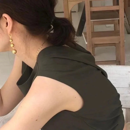 1 Pair Ig Style Minimalist Round Solid Color Plating Copper Drop Earrings