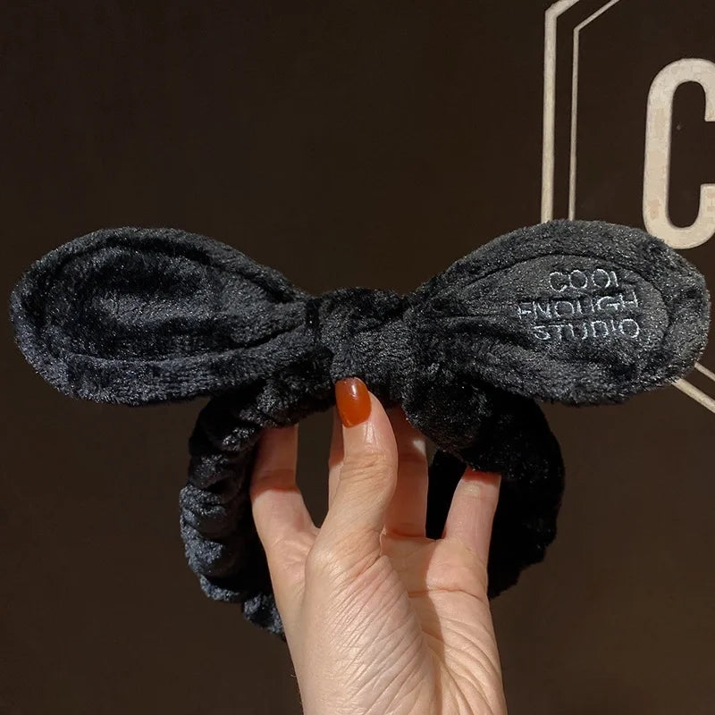 Cat Ears Hair Band Hair Band Korean Plush Internet Celebrity Rabbit Ear Hair Accessories Bow Face Wash Hair Band