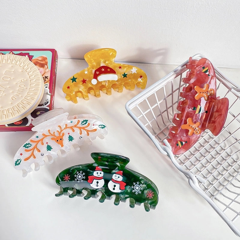 Christmas Cute Women's Christmas Hat Gingerbread Snowman Arylic Hair Claws