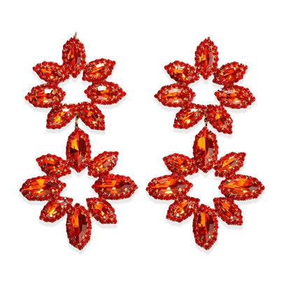 1 Pair Exaggerated Shiny Flower Inlay Copper Rhinestones Drop Earrings