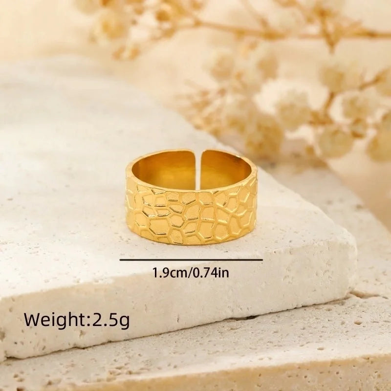 304 Stainless Steel 18K Gold Plated Modern Style Minimalist Geometric Solid Color Open Rings