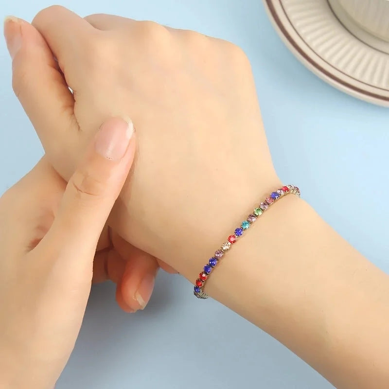 Modern Style Geometric Stainless Steel Handmade Inlay Artificial Gemstones Bracelets Necklace