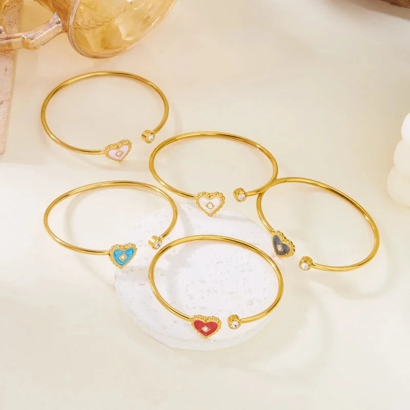 Casual Elegant Lady Heart Shape 304 Stainless Steel Bangle In Bulk
