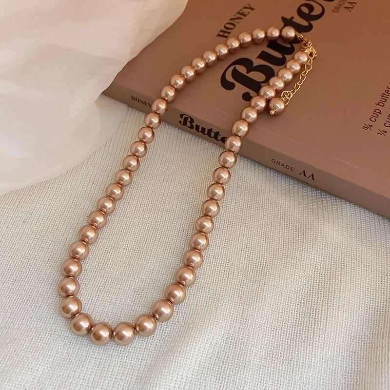 French Style Round Pearl Plating Women\'s Necklace