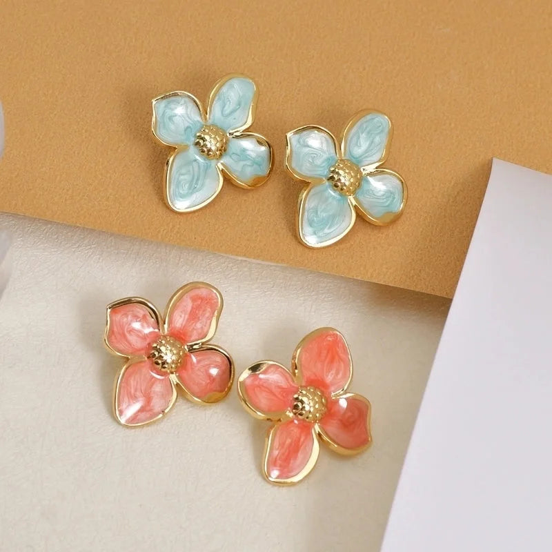 1 Pair Casual Pastoral Minimalist Flower 304 Stainless Steel Ear Studs