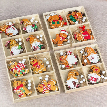 Christmas Cartoon Style Cute Gingerbread Doll Wood Festival Hanging Ornaments Decorations Hanging Ornaments