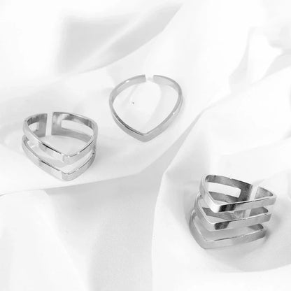 Minimalist Geometric Stainless Steel Open Rings