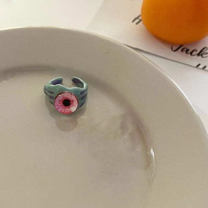 Cartoon Style Eye Copper Enamel Open Rings
