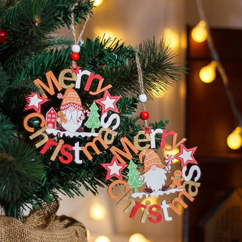 Christmas Cute Doll Letter Wood Festival Hanging Ornaments Decorations Hanging Ornaments