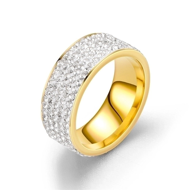 Fashion Geometric Stainless Steel Artificial Gemstones 18K Gold Plated Diamond Rings