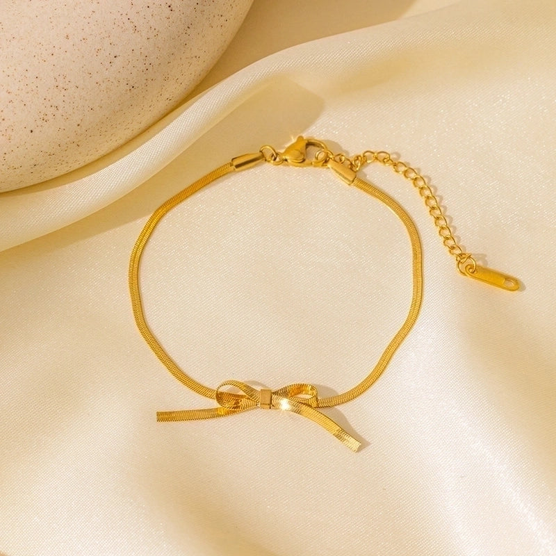 Elegant Sweet Streetwear Bow Knot Titanium Steel Plating Bracelets Earrings Necklace