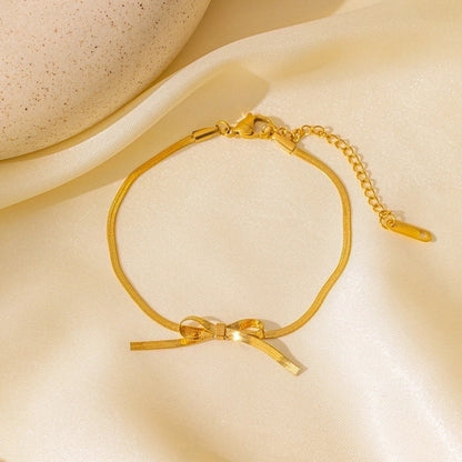 Elegant Sweet Streetwear Bow Knot Titanium Steel Plating Bracelets Earrings Necklace
