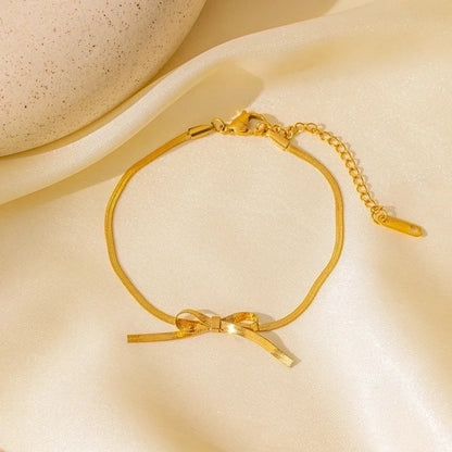 Elegant Sweet Streetwear Bow Knot Titanium Steel Plating Bracelets Earrings Necklace
