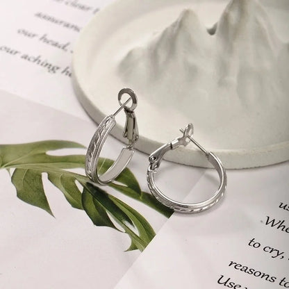 1 Pair XUPING Minimalist Geometric Round Irregular 304 Stainless Steel Hoop Earrings