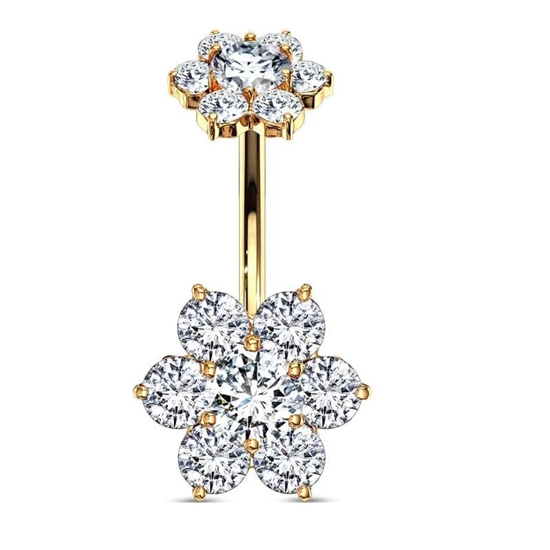 1 Piece Belly Rings Minimalist Moon 316 Stainless Steel Inlay Zircon