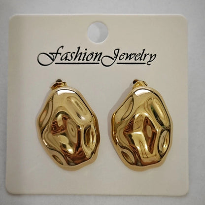 1 Pair Retro Solid Color Irregular Plating 304 Stainless Steel Stainless Steel Earrings