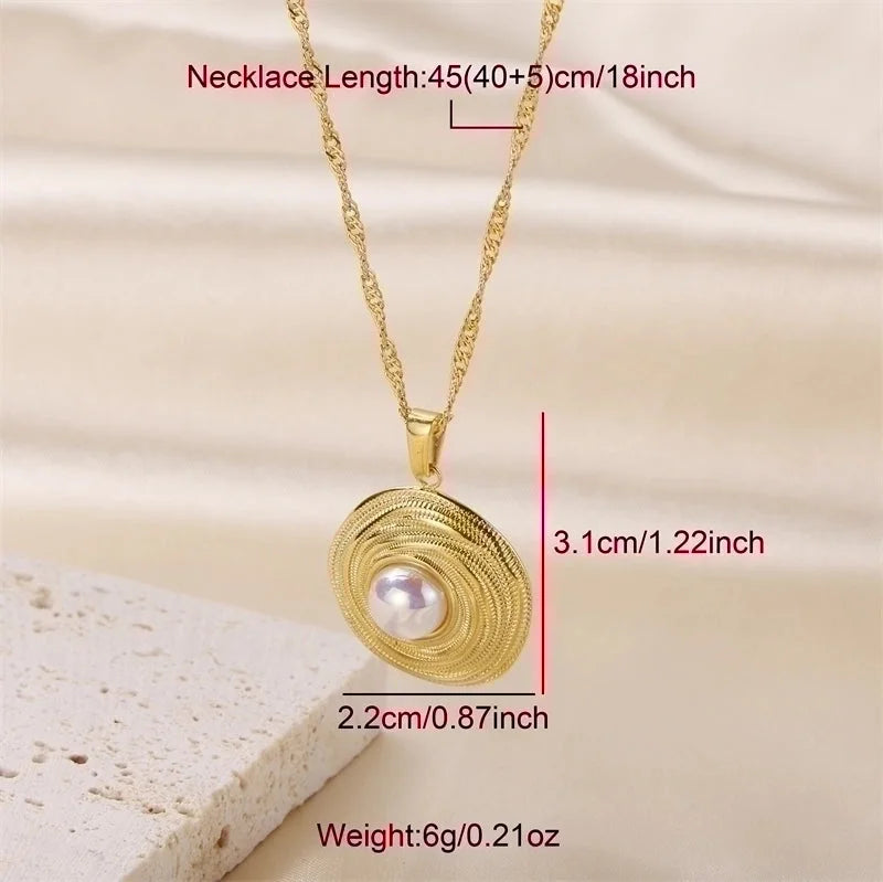 Elegant Lady Geometric 304 Stainless Steel Pearl 18K Gold Plated Plating Inlay Rings Earrings Necklace