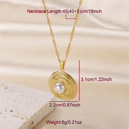 Elegant Lady Geometric 304 Stainless Steel Pearl 18K Gold Plated Plating Inlay Rings Earrings Necklace