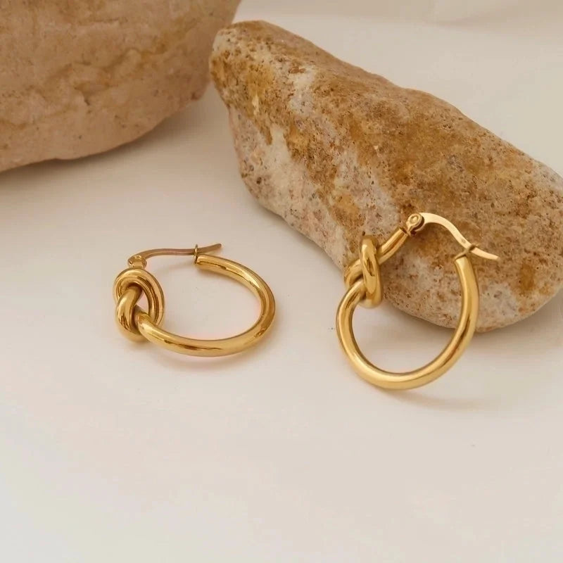 1 Pair Retro Geometric Plating 201 Stainless Steel 18K Gold Plated Hoop Earrings