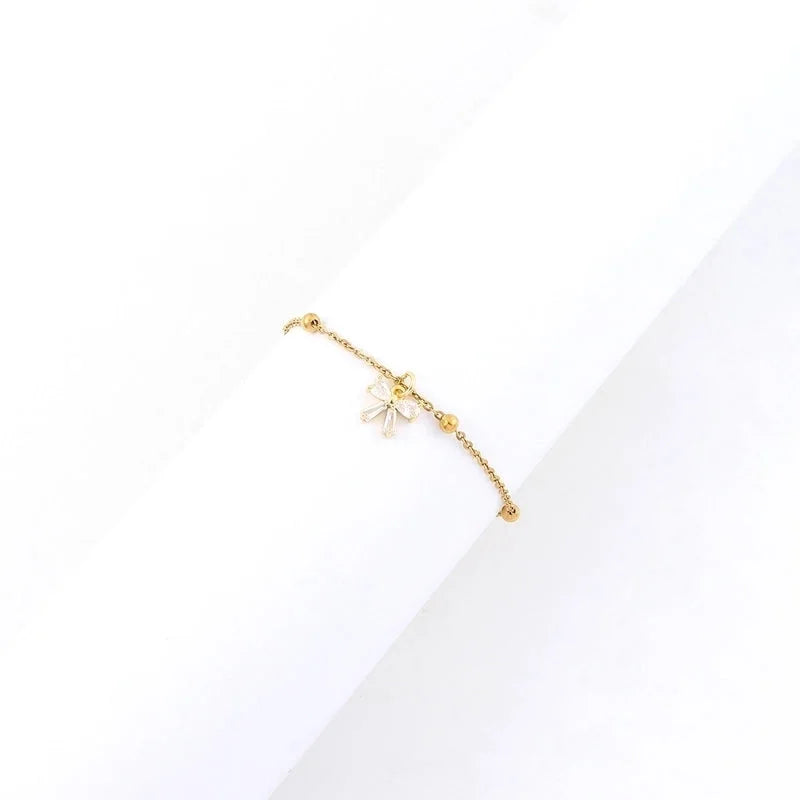 Elegant Minimalist Classic Style Bow Knot 201 Stainless Steel Artificial Crystal Cross Bead Necklace Bracelets In Bulk