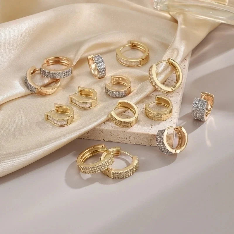 1 Pair Minimalist Streetwear Circle Plating Inlay Copper Zircon 18k Gold Plated Earrings