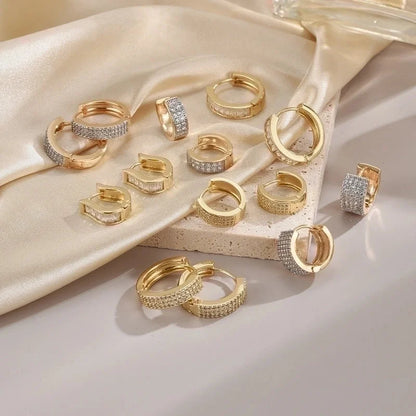 1 Pair Minimalist Streetwear Circle Plating Inlay Copper Zircon 18k Gold Plated Earrings