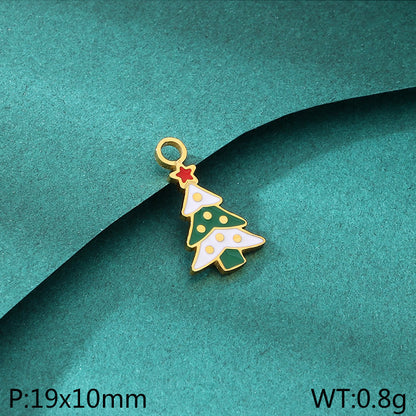 Stainless Steel Oil Drop Christmas Pendant Cartoon Christmas Tree Diy Accessories Christmas Tree Series Pendant Accessories