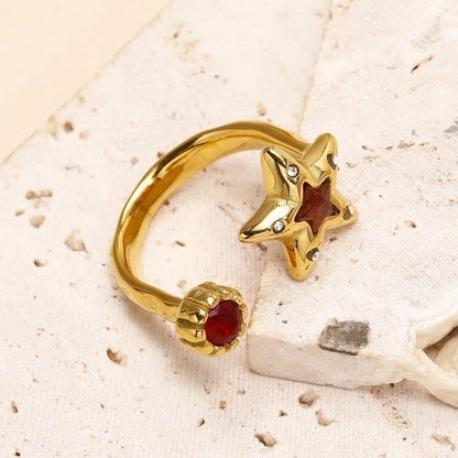 Titanium Steel Minimalist Star Open Rings