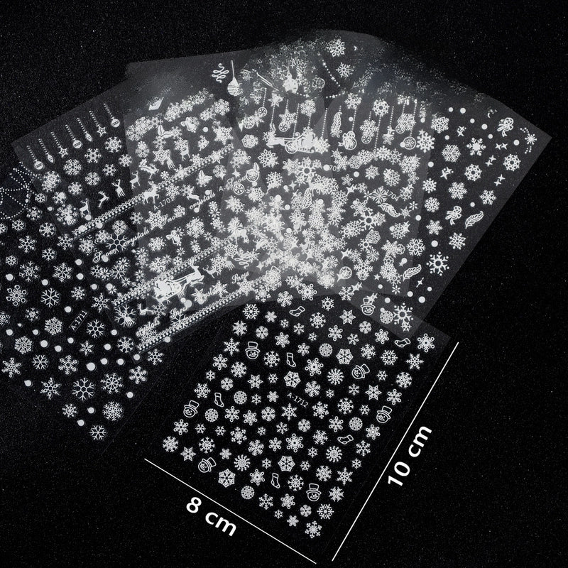 Christmas Snowflake Nail Stickers Laser Golden Silver Snowflake Nail Stickers Set Valentine's Day Nail Decoration Stickers