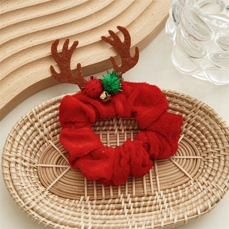 Halloween Christmas Fashion Women'S Solid Color Flannel Hair Tie