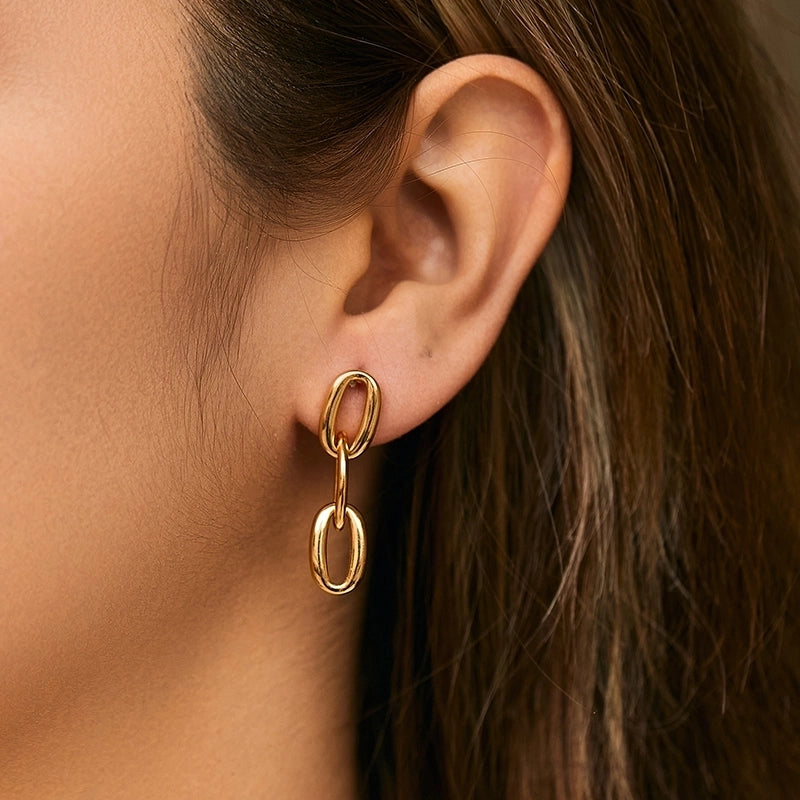 1 Piece Retro Vintage Style Modern Style Double Heart Circle Heart Shape Pleated Copper 18K Gold Plated Drop Earrings