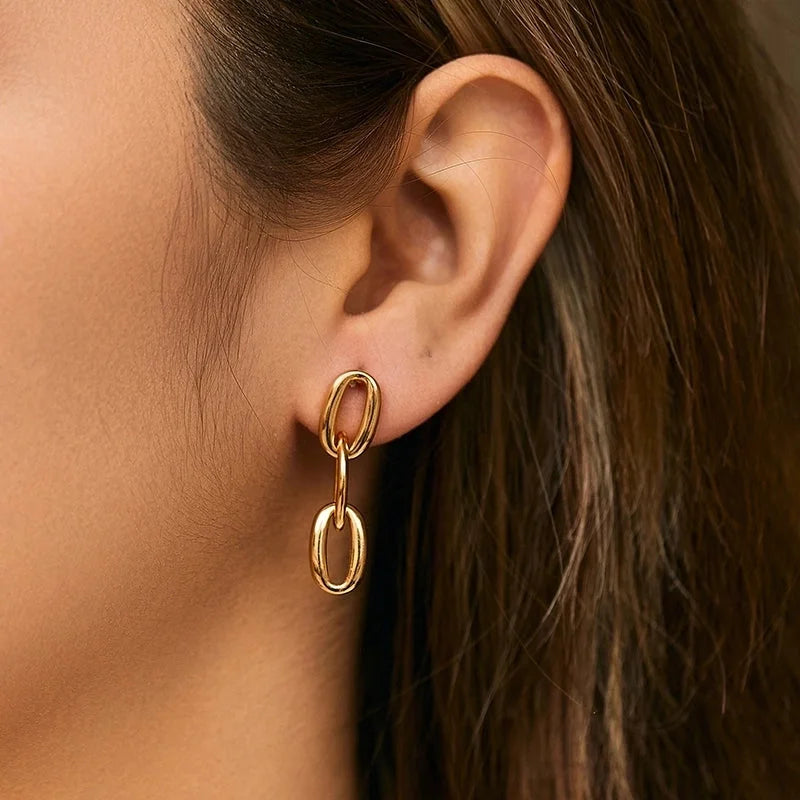 1 Piece Retro Vintage Style Modern Style Double Heart Circle Heart Shape Pleated Copper 18K Gold Plated Drop Earrings