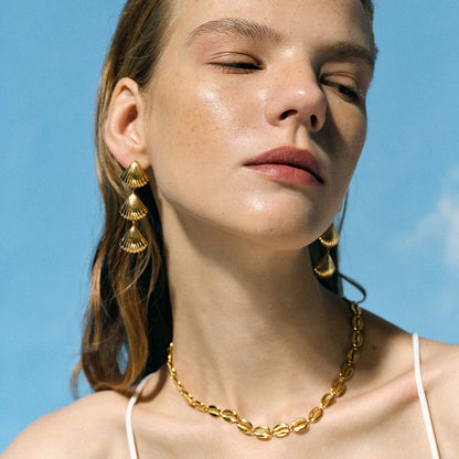 IG Style Shell Stainless Steel 18K Gold Plated Earrings