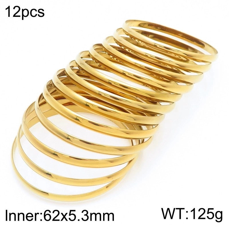 Minimalist Round Stainless Steel 18K Gold Plated Bangle In Bulk
