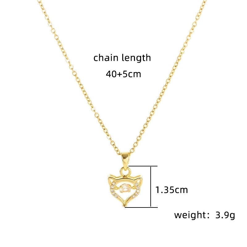 Copper 18K Gold Plated Plating Inlay Double Ring Letter Zircon Necklace