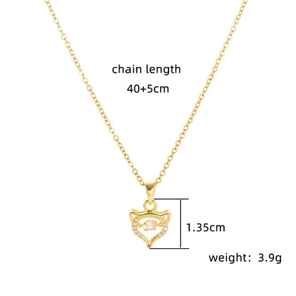 Copper 18K Gold Plated Plating Inlay Double Ring Letter Zircon Necklace