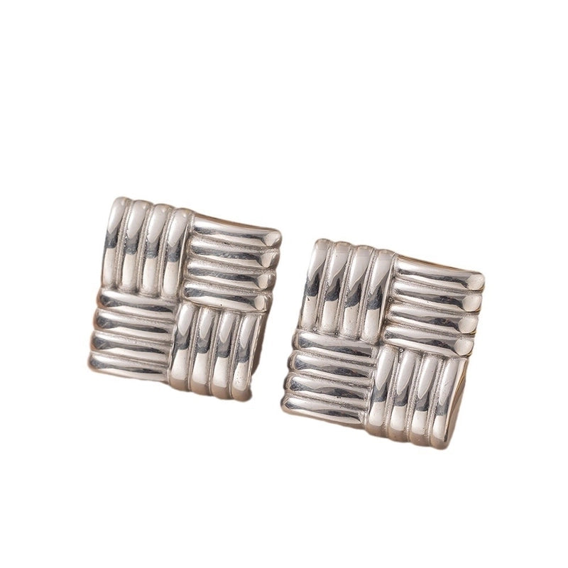 1 Pair Casual Minimalist Geometric Pleated Titanium Steel Ear Studs