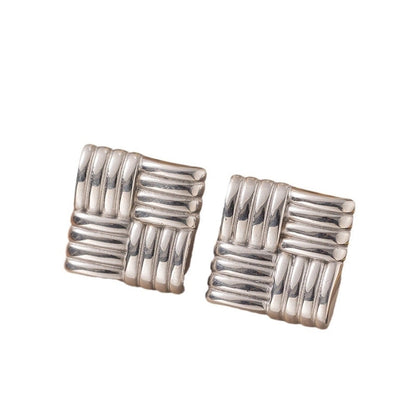 1 Pair Casual Minimalist Geometric Pleated Titanium Steel Ear Studs