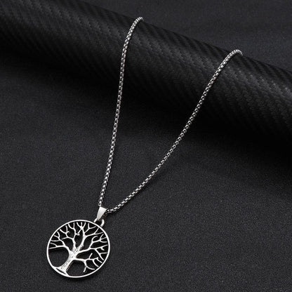 Hip-Hop Punk Cross Tree Skull Stainless Steel Alloy Plating Pendant Necklace
