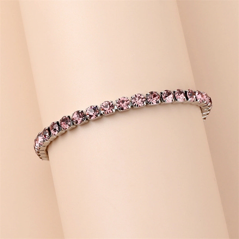 3 Pieces Minimalist Shiny Geometric 304 Stainless Steel Rhinestones Bracelets In Bulk