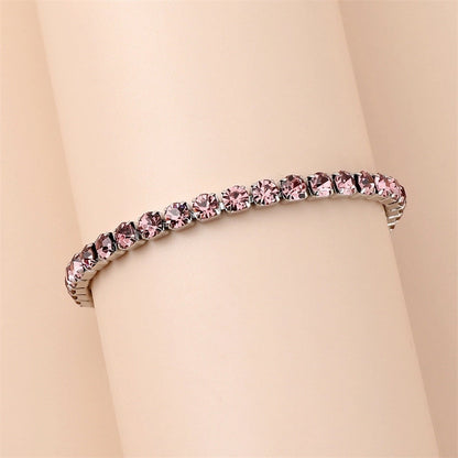 3 Pieces Minimalist Shiny Geometric 304 Stainless Steel Rhinestones Bracelets In Bulk