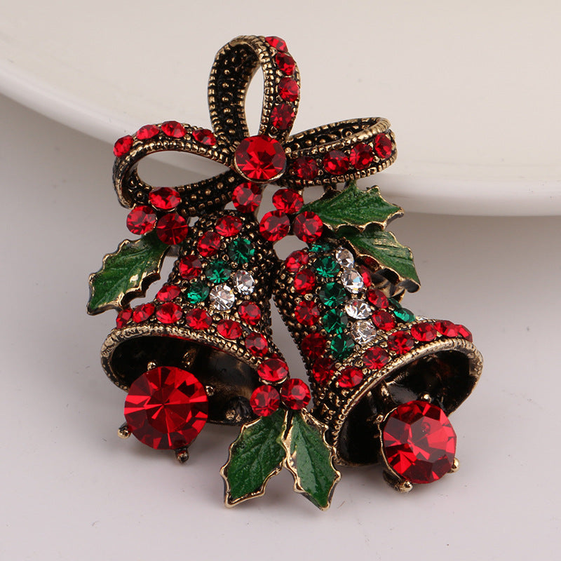 Christmas Suit Pin Gift Bow Brooch Vintage Bell Christmas Brooch