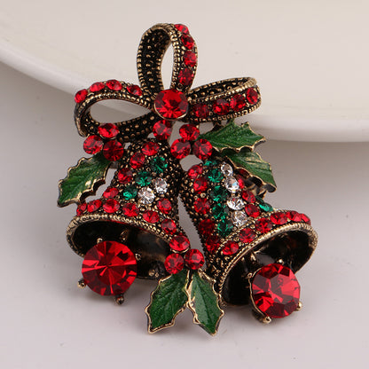 Christmas Suit Pin Gift Bow Brooch Vintage Bell Christmas Brooch