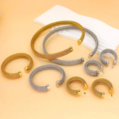 Retro French Style Solid Color 304 Stainless Steel Plating Bracelets Earrings Necklace