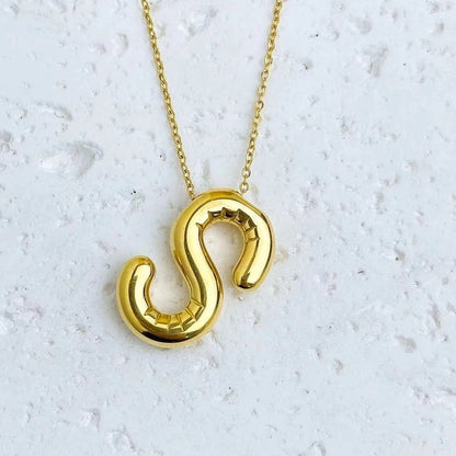 Fashion Balloon Letter Necklace Titanium Steel 26 English Letter Necklace 3D Three-Dimensional Gold Plating Non-Fading