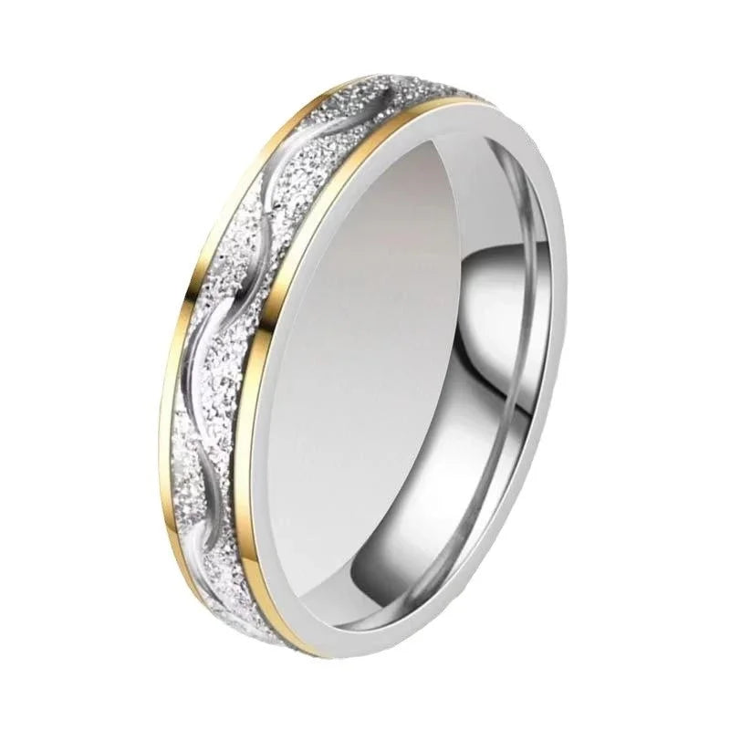 Minimalist Geometric Titanium Steel Zircon Mixed Metal Plating Rings