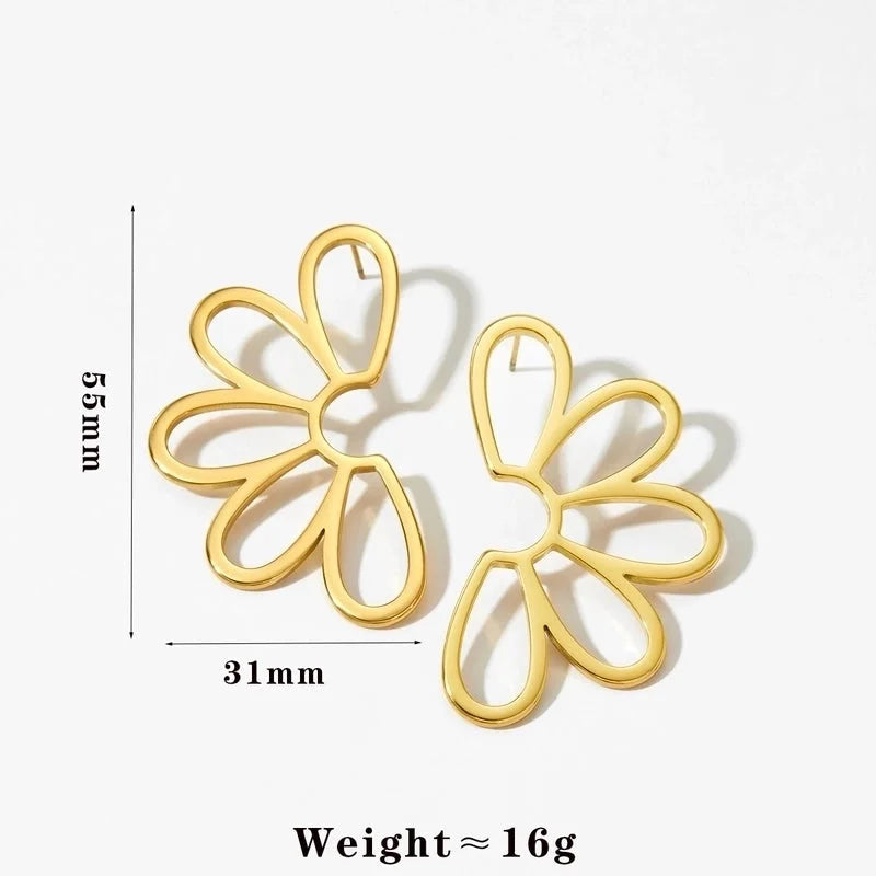 1 Pair Modern Style Artistic Flower Hollow Out 316 Stainless Steel 16K Gold Plated White Gold Plated Gold Plated Ear Studs