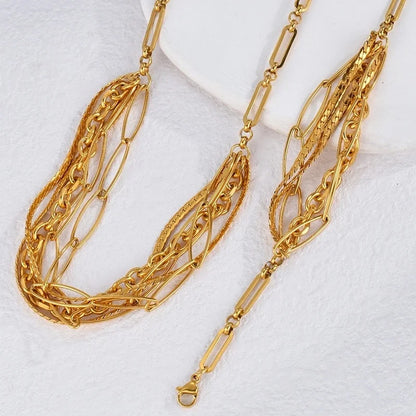 Casual Minimalist Solid Color 304 Stainless Steel Bracelets Necklace